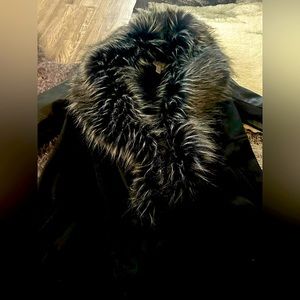 Brand.New Joseph Ribkoff wrap jacket - leather and suede with fur collar